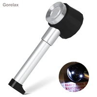 magnifier 10x potable magnifying glass handheld jewelry loupe loop with 3 led lights metal handle optical glass lens with scale