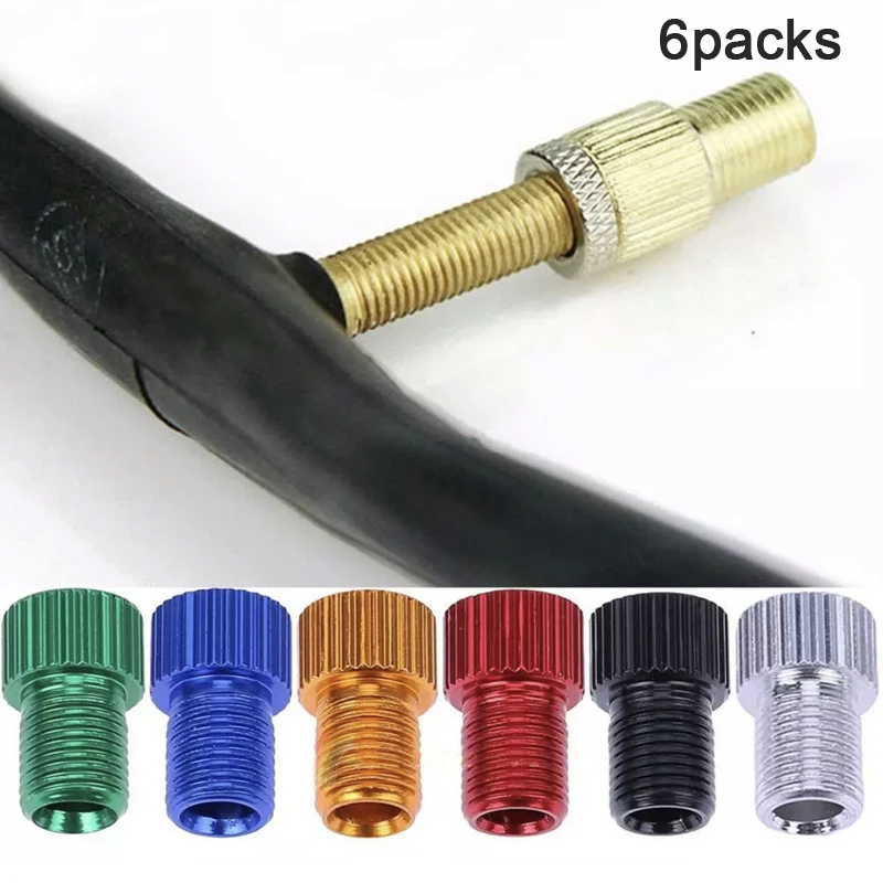

6 Pcs Aluminum Bicycle Bike Valve PRESTA to SCHRADER Converter Car Valve Adapter