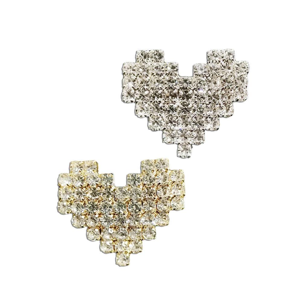 Модные эмалированные броши в форме сердца с милыми мультяшными кристаллами для