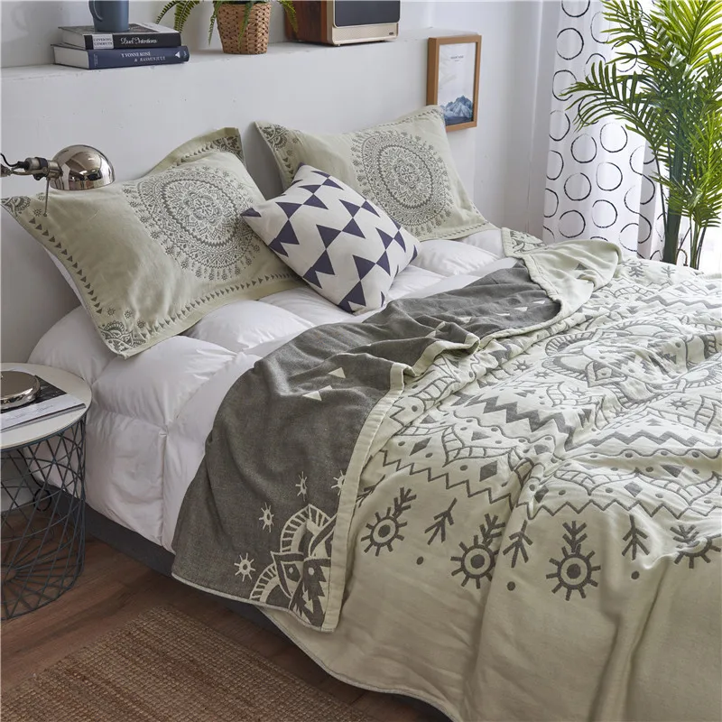 Японское шифоновое Хлопковое полотенце одеяло четырехслойная кровать Мандала