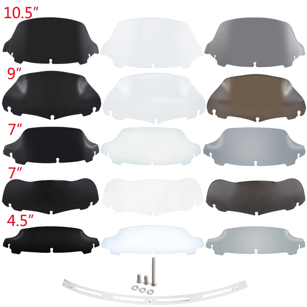 

Motorcycle 4.5" 7" 9" 10.5" Windshield Upper Fairing Wind Deflector for Harley Touring Street Electra