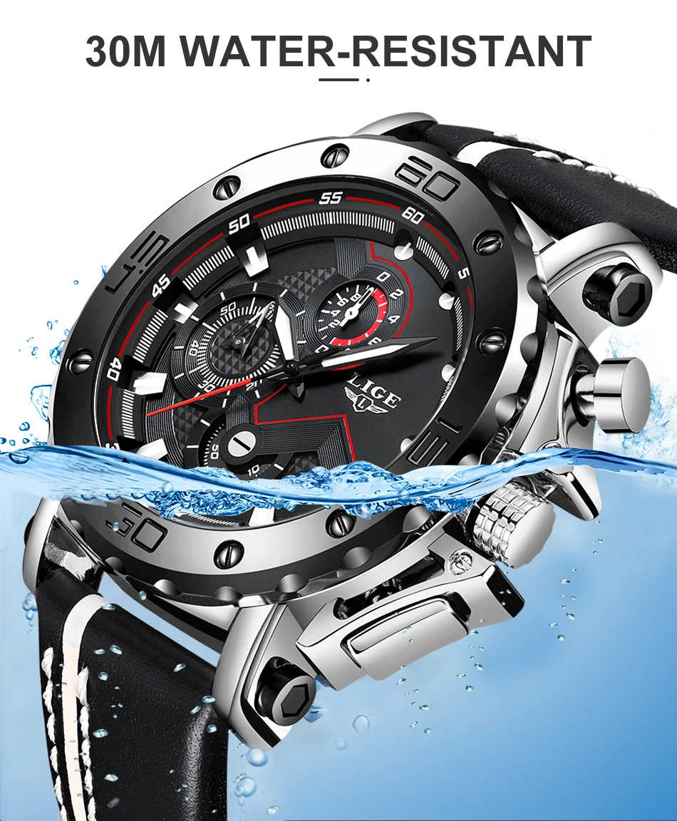 New Fashion Watch Men LIGE Top Brand Sport Watches Mens Quartz Clock Man Casual Military Waterproof WristWatch Relogio Masculino