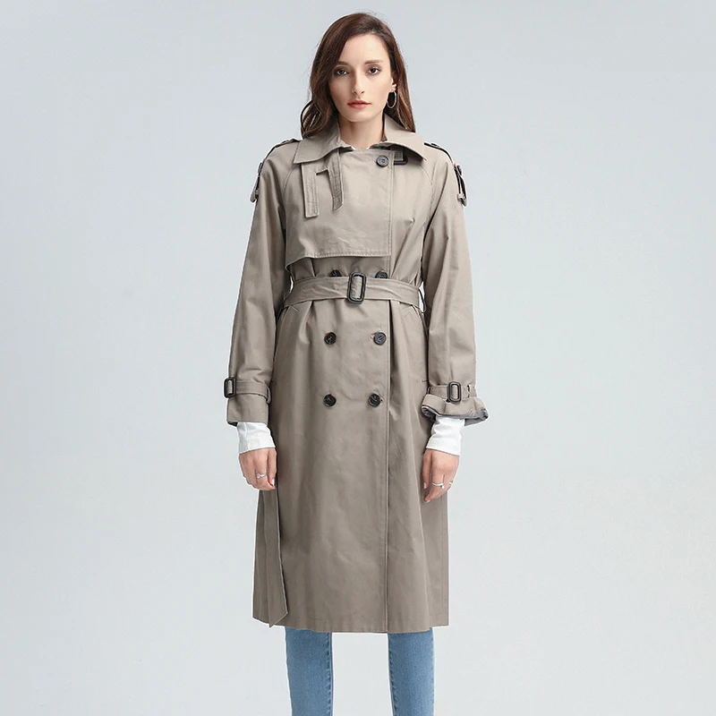 

TWOTWINSTYLE Korean Patchwork Button Windbreaker For Women Lapel Long Sleeve High Waist Sashes Casual Trench Female 2020 Autumn