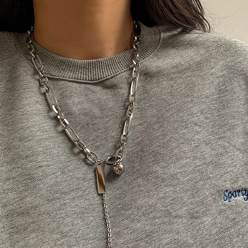 

Fashion new titanium steel chain accessories sweater chain female wild hip-hop pendant hot sale