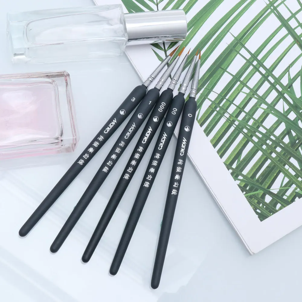 

5pcs Professional Wolf Fine Tip Nylon Hair Detail Paint Brush Set Fine Detailing Painting Drawing (000+00+0+1+3)