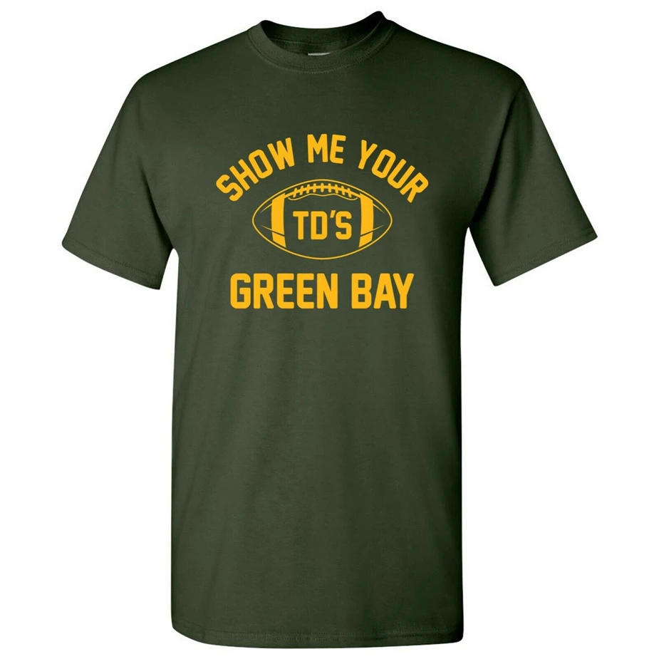 Green Bay Show Me Your Tds забавная футболка для Американской Футбольной Команды Футболка с