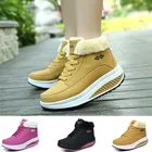 Женские зимние кроссовки, бархатная удобная мягкая обувь для ходьбы по снегу, Нескользящие водонепроницаемые износостойкие ботинки на шнуровке для женщин