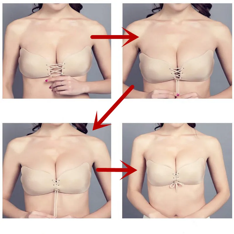 Женский невидимый бюстгальтер пуш ап бесшовный самоклеющийся липкий для