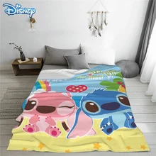 Couverture en peluche de dessin animé Disney Stitch pour enfants, Plaid doux et chaud en flanelle, pour canapé et lit, cadeau d'hiver  (4)