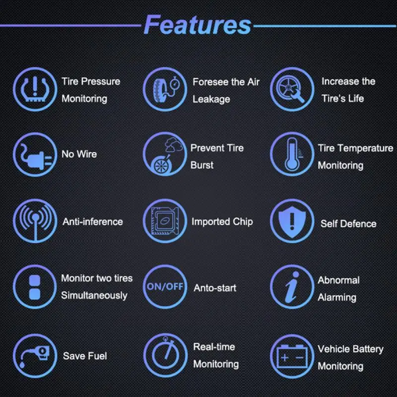 Мотоциклетный инструмент водонепроницаемый TPMS внутренний внешний с 2 датчиком
