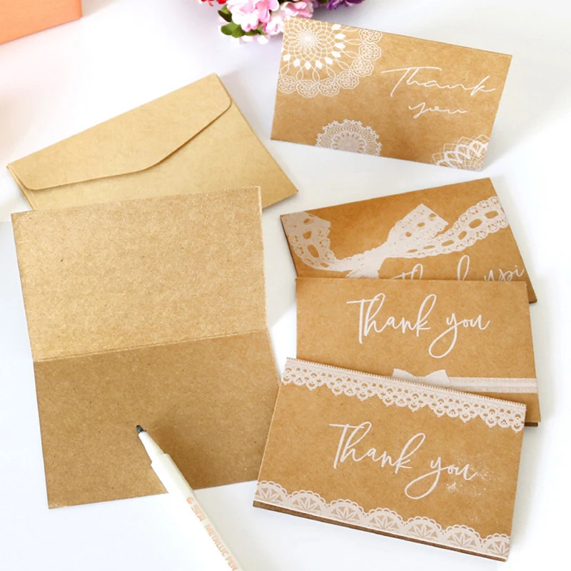 

6Set Retro Thank You Cards Wedding Party Invitation Greeting Cards with Envelope