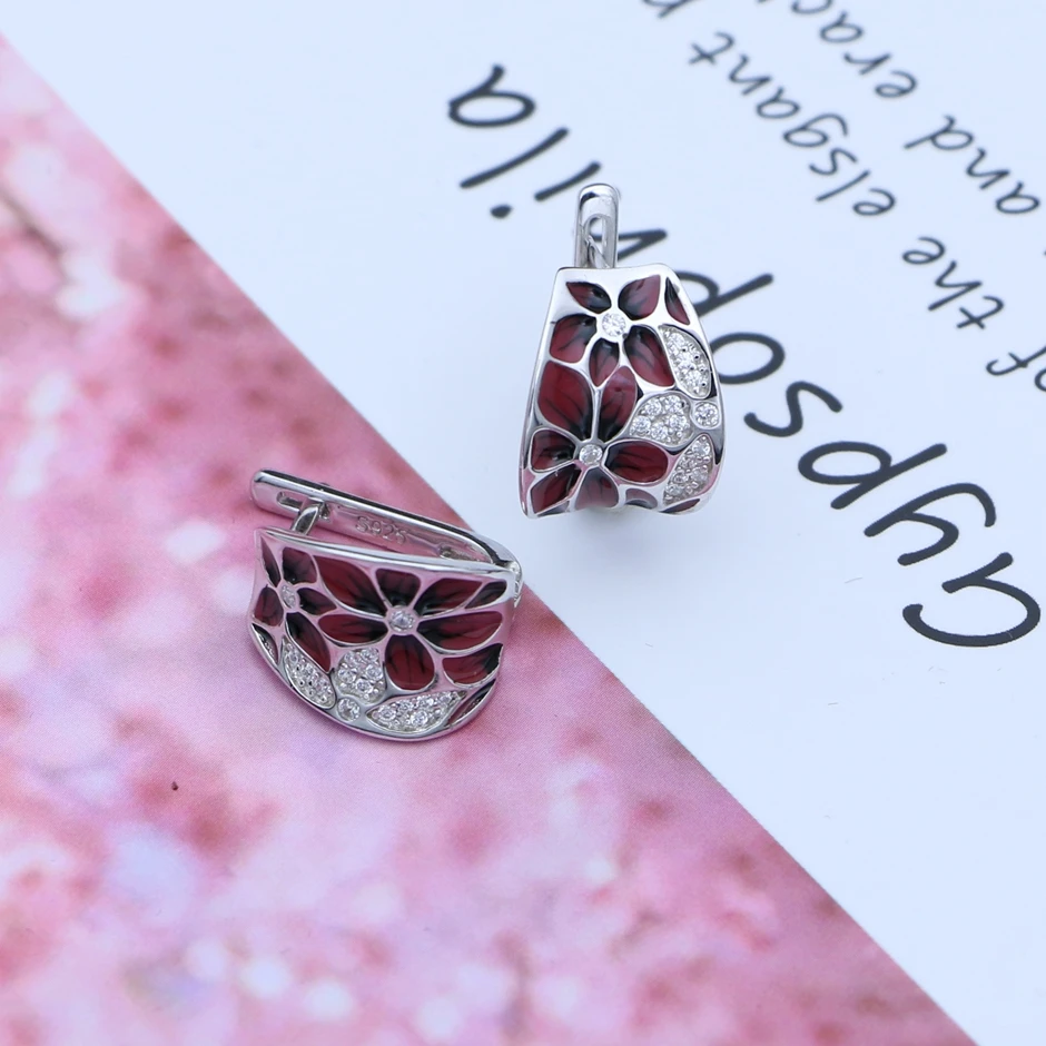 Женский комплект из колье и серёг с эмалью | Украшения аксессуары