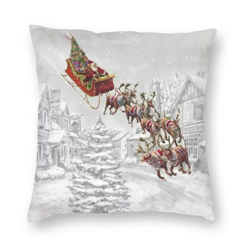 

Santa And His Reindeers Ideas Throw Pillow Case Home Decor 3D Two Side Print Christmas Magic Santa Cushion Cover For Living Room