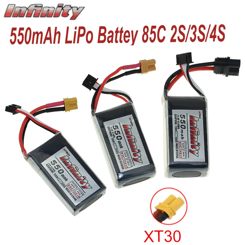Bater&iacute;a de litio Infinity 1S 2S 3S 4S LiPo 450/550/850/1300/1500/1550/2200mAh 85C 95C XT30 XT60, enchufe para Dron de carreras FPV-4