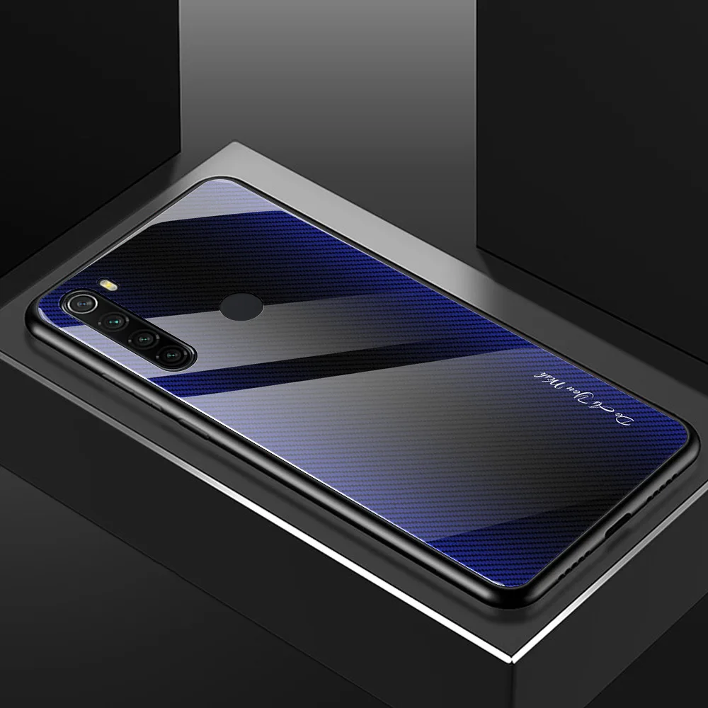 Чехол из закаленного стекла для Xiaomi Redmi Note 8, Ударопрочный Мягкий каркас, жесткая стеклянная задняя крышка для Xiaomi Redmi Note 8 Pro