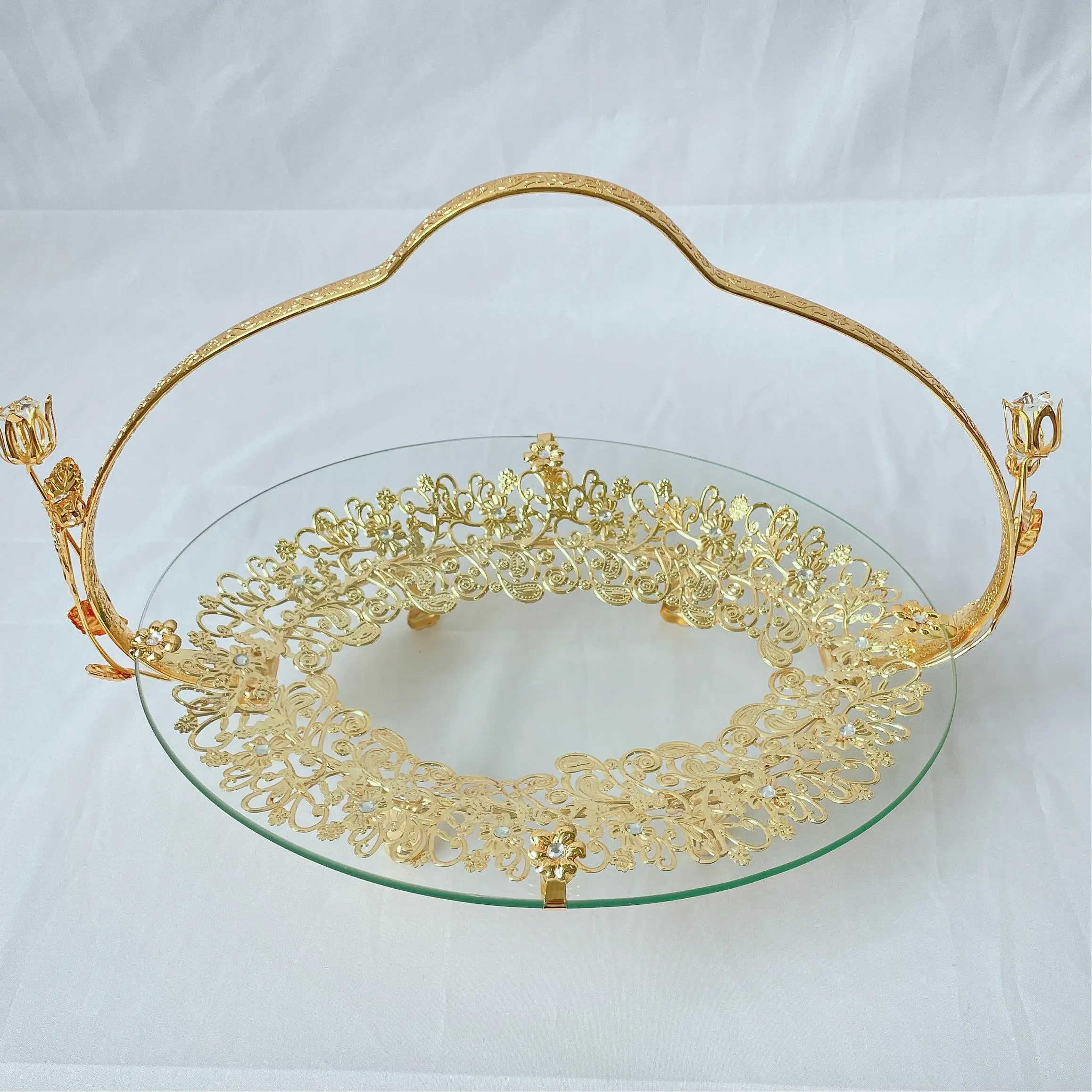 

The new gold-plated glass fruit basket creative fruit basket multi-purpose basket home snack fruit