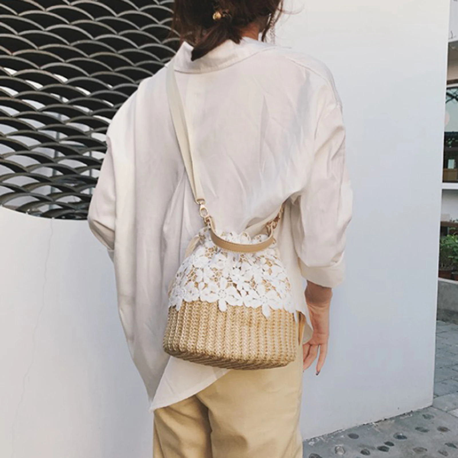 

Women Straw Sling Bag Women Beach Handbag Crosbody Shoulder Bag Rattan Tote