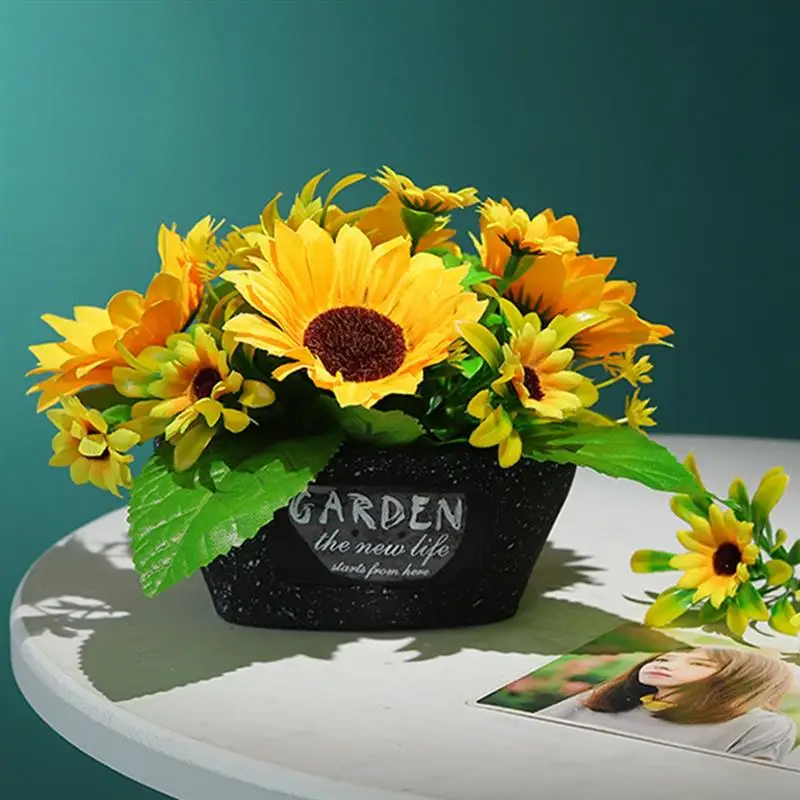 Букет подсолнухов Шелковый цветок высокого качества искусственный в горшке