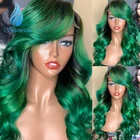 SMD эффектом деграде (переход от темного к зеленый цвет 13*6 Синтетические волосы на кружеве парики из натуральных волос бразильский человеческих волос Gluelss кружевные парики с детскими волосами