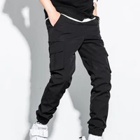 2021 new men pants solid color plush loose all match students trousers for school