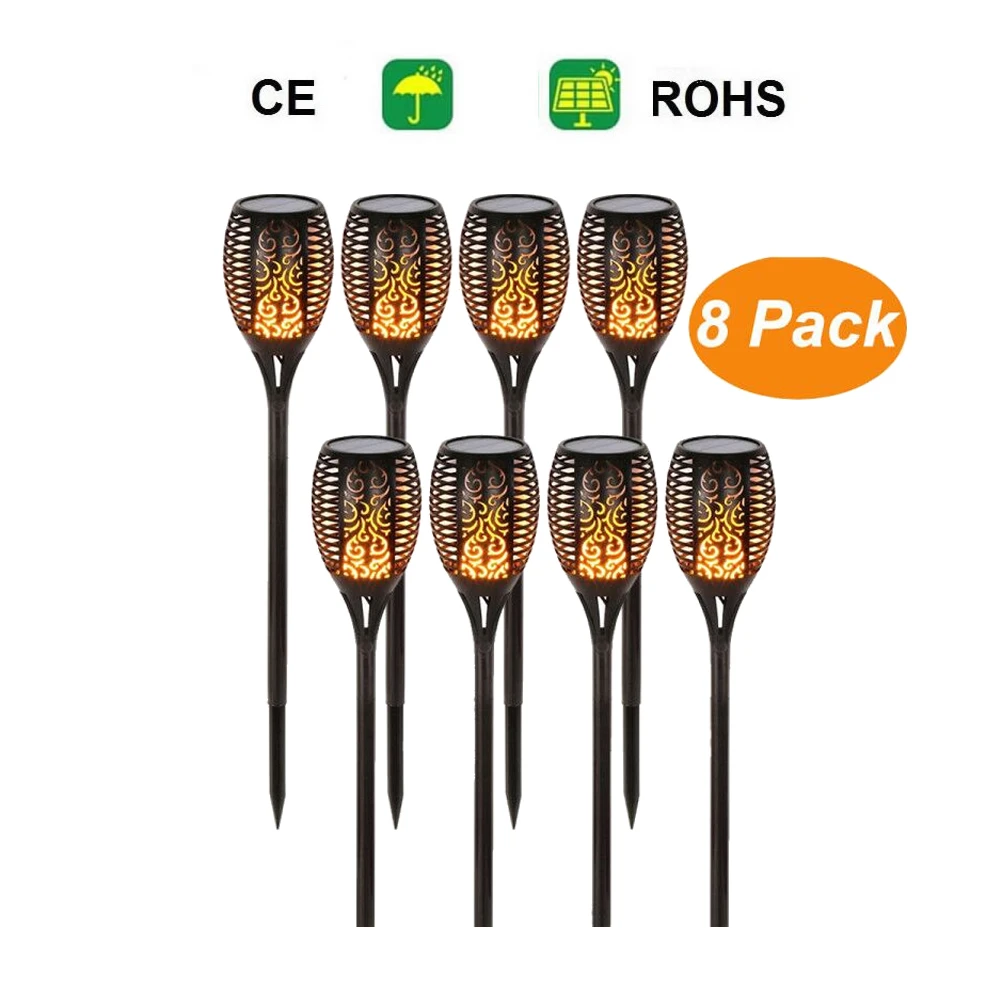 

8 pcs Solar Light Control Solar Flame Light Dance Flame Outdoor Waterproof Garden Torch Lamp for Courtyard Garden Balcony