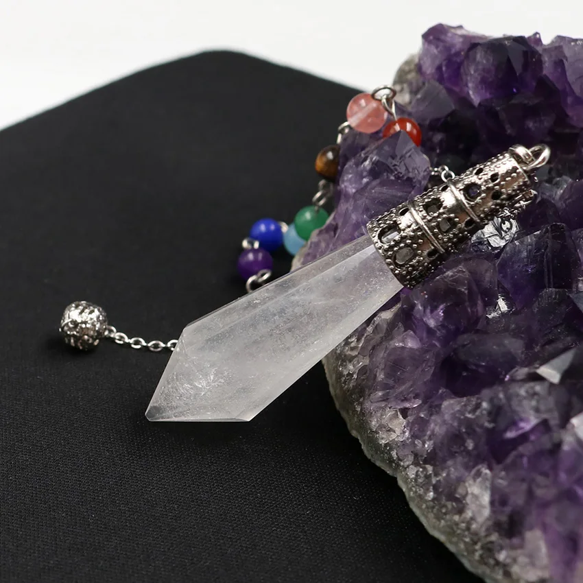 Камень «reiki» с украшением в виде кристаллов подвеска Маятник Винтаж, античная бронза аметистами розовый кварц опал шестиугольная Призма амулетные подвески ювелирные изделия