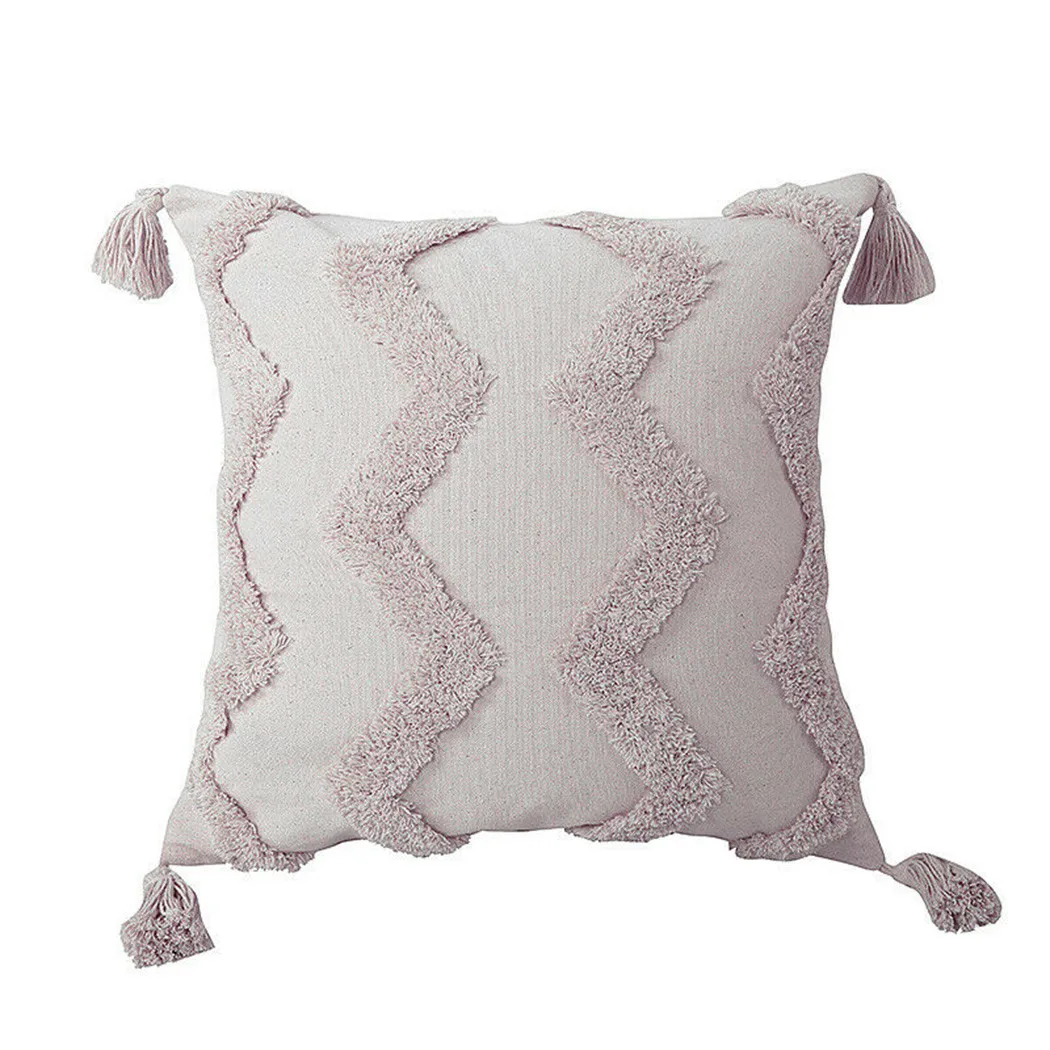 

Sofa Pillow Case Soft Square Tassel Velvet Cushion Cover Home Living Room Moroccan