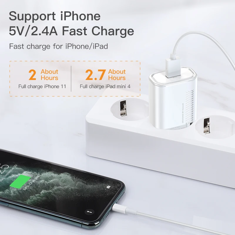 KUULAA USB зарядное устройство быстрая зарядка 3 0 18 Вт быстрое для Xiaomi mi 10 9 8 samsung Quick