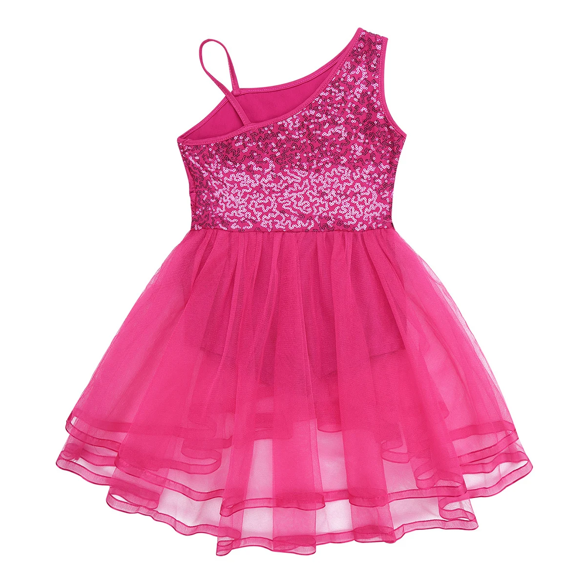 TiaoBug/детское блестящее Сетчатое платье трико для балета с пачкой на одно плечо