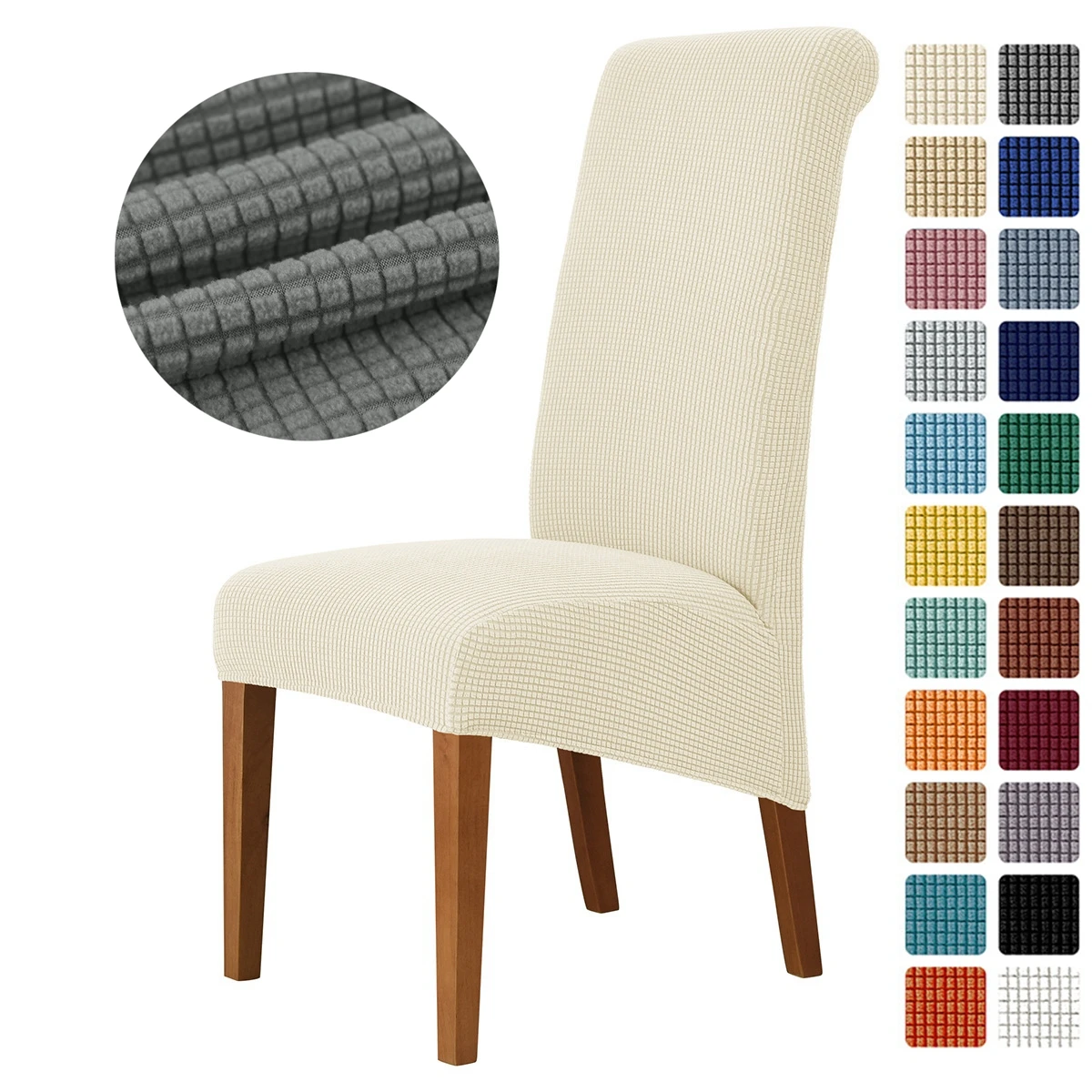 

20 Color Jacquard XL Dining Chair Cover Extra Large Elastic Stretch Case for Chairs Spandex Long Back Chair Slipcover Kitchen