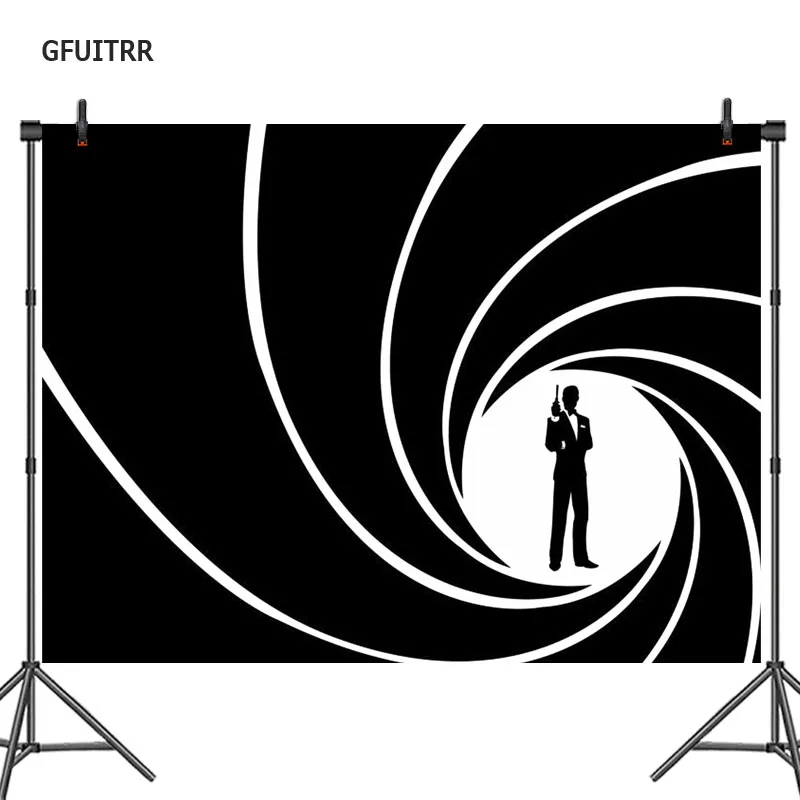 GFUITRR 007 Джеймс Бонд фотография фон черный белый спиральный пистолет ствол фото