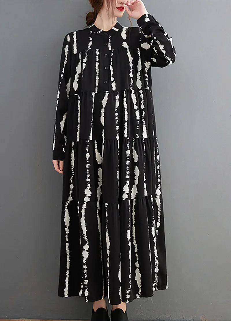 Женское винтажное платье с воротником-стойкой ТРАПЕЦИЕВИДНОЕ ПЛАТЬЕ большого