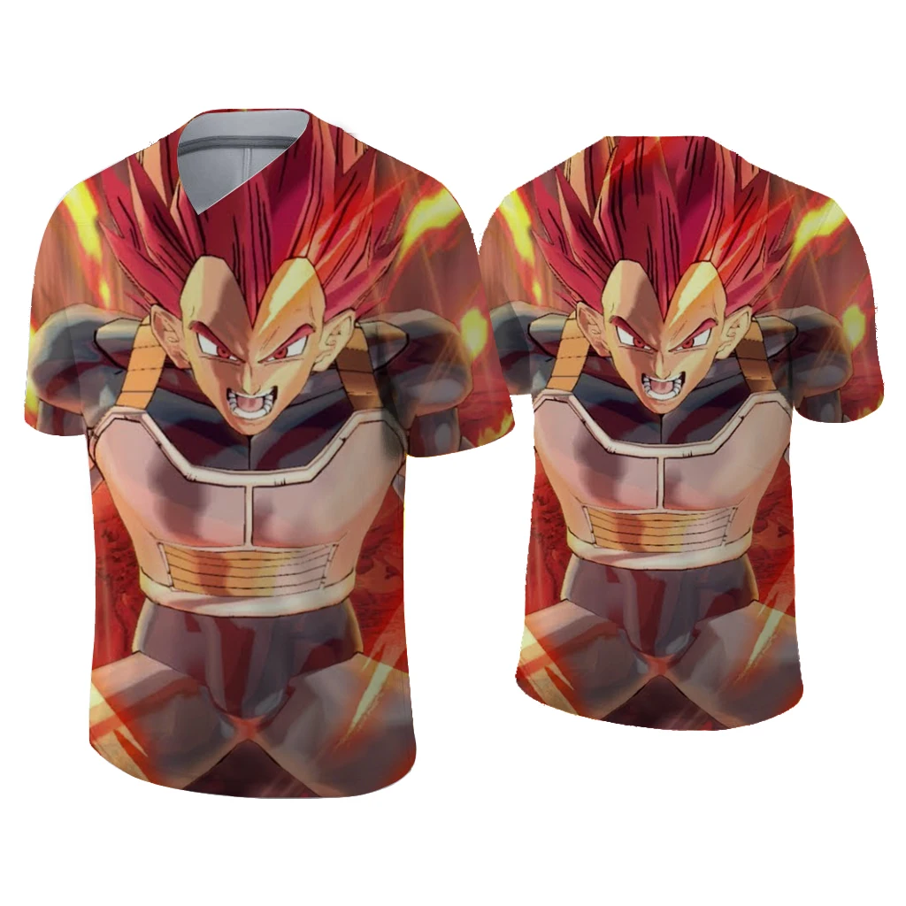 

New cartoon t-shirt men Harajuku Anime 3D V collar T shirt Monkey King casual cool fashion hip-hop angry goku tops mens clothing
