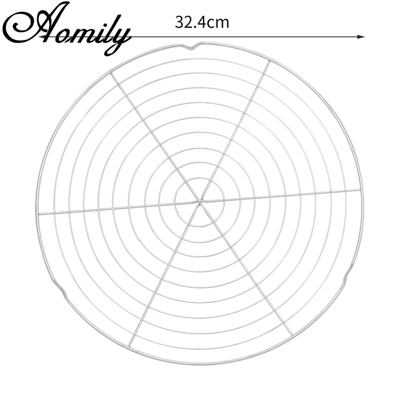 Amoliy 32.4cm Nonstick Cake Cooling Rack Round Grid Cookies Biscuits Bread Tray Stainless Steel Wire Baking Tools | Дом и сад