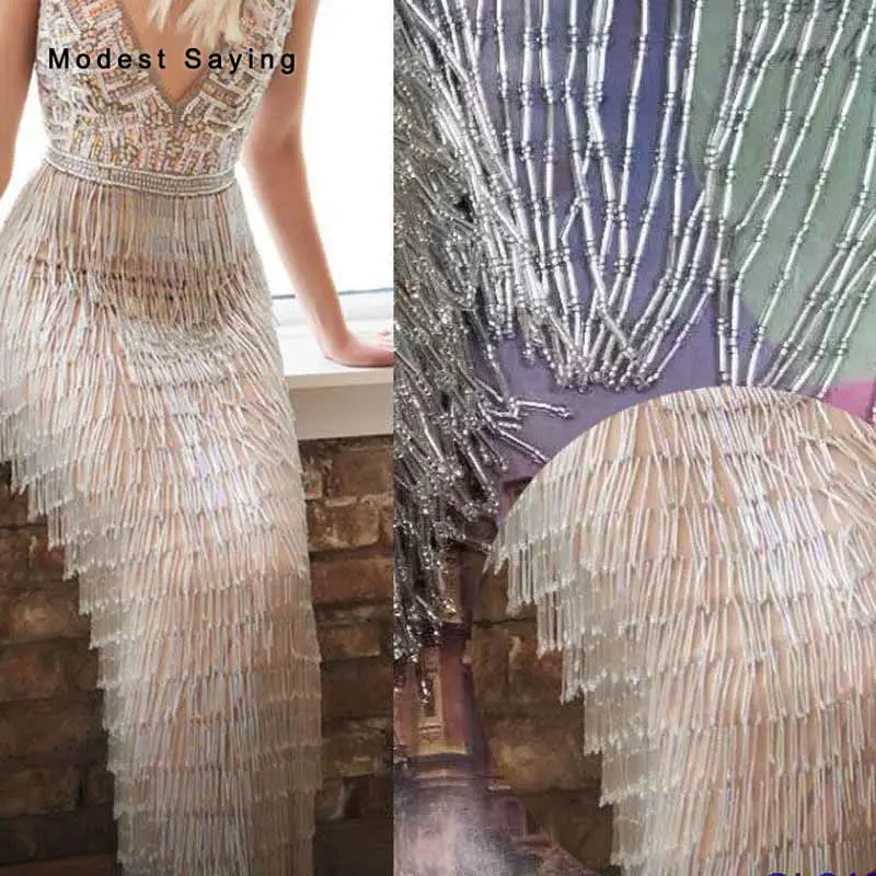 Серебро 9 см бисерная бахрома обрезанная лента швейная трубка отделочная