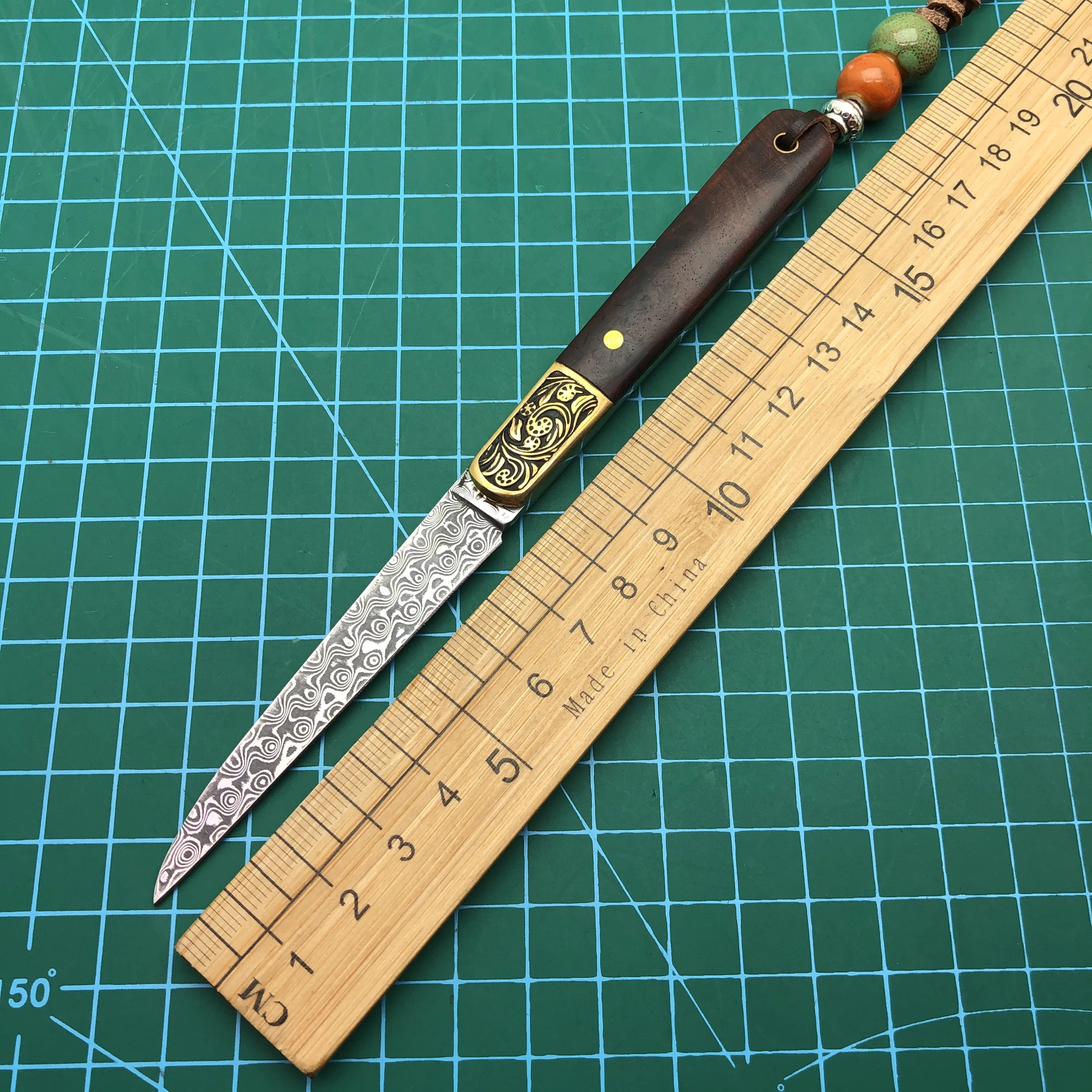 Дамасское лезвие палисандр ручка резьба Кемпинг Охота Открытый карманный нож