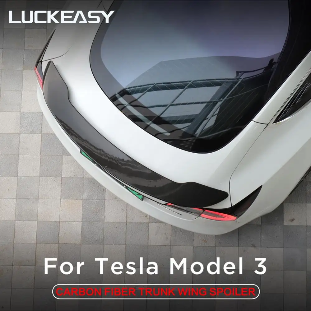 LUCKEASY крыло багажника из углеродного волокна спойлер для Tesla модель 3- купе производительность спойлер крыло самолета крыло хвост