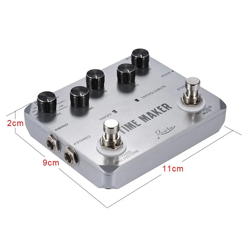 rowin ltd 02 gitarre zeit maker pedal ultra verzögerung wirkung pedale für elektrische gitarren 11 arten verzögerung mit tap tempo funk