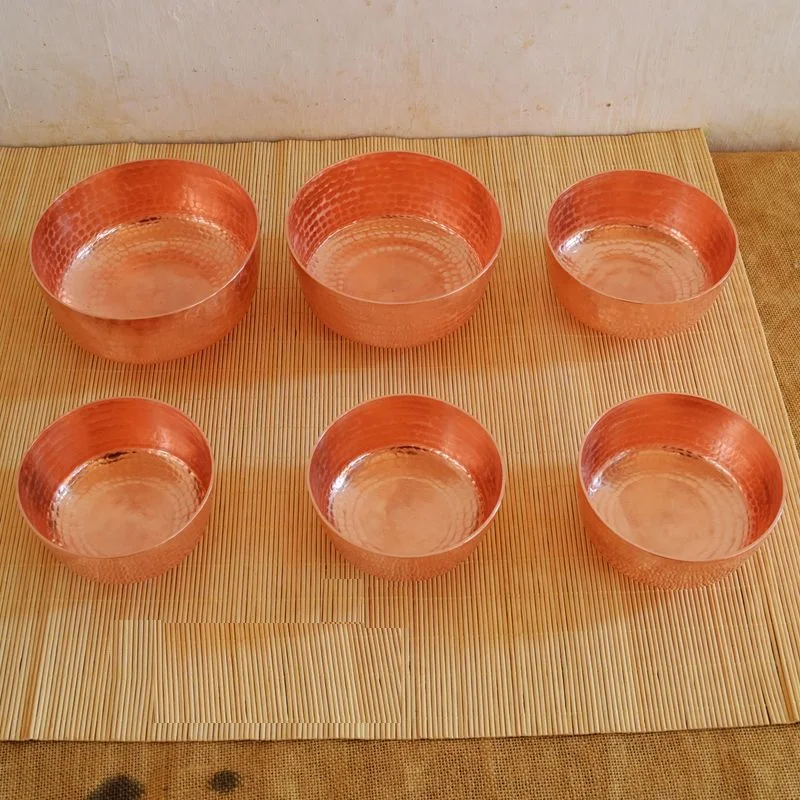 Чистый Медь чаша ложки комплект ювелирных изделий ручной работы посуда