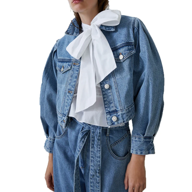 2019 Осенние костюмы женский повседневный комплект из двух предметов джинсовая