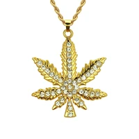 fashion hip hop maple leaves chain necklace for men jewelry gifts gold blingbling pendant necklace accessories