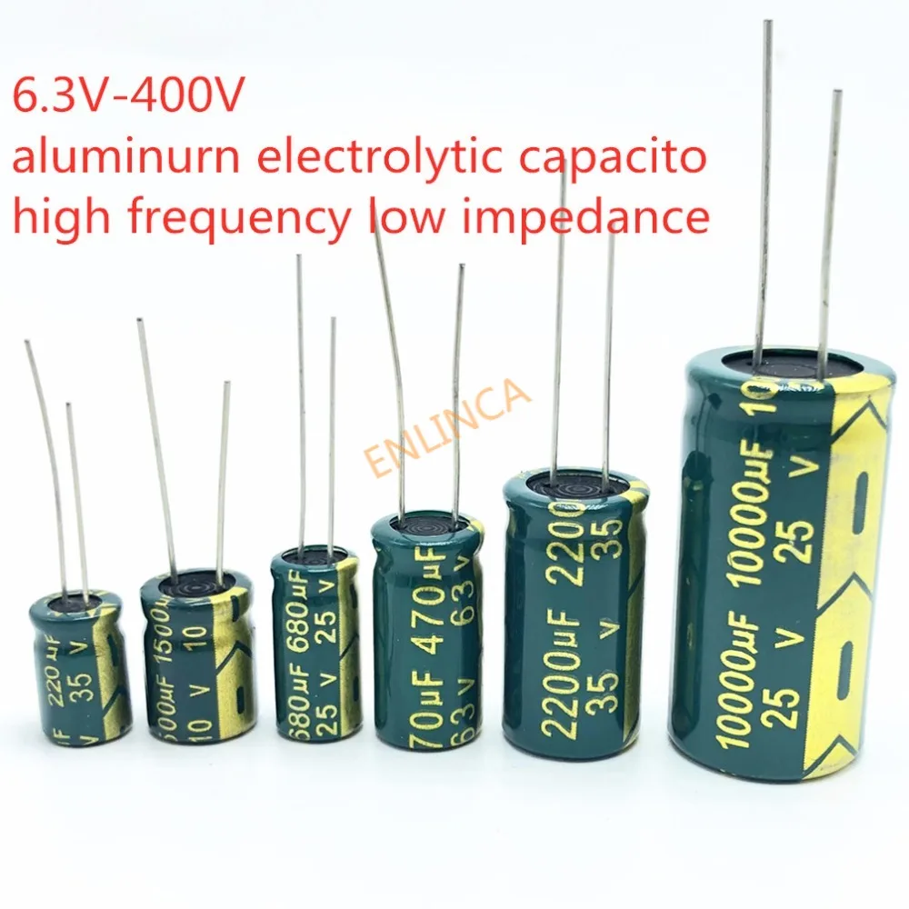 

20Pcs high frequency Aluminum electrolytic capacitor 16v 1000uf 50V 35V 25V 16V 6.3V 680UF 470UF 330UF 220UF 100UF 1500UF 20%