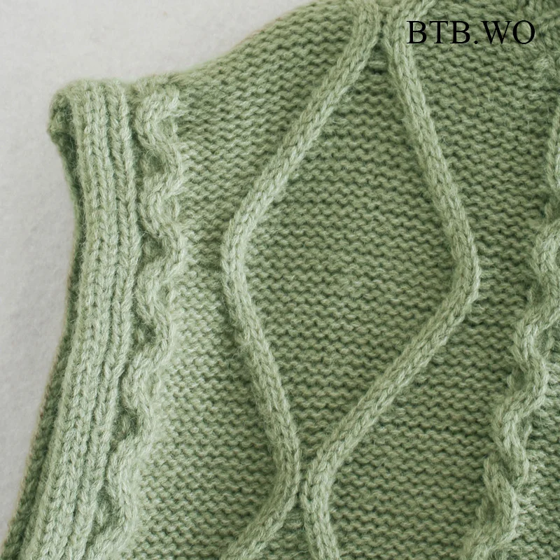 

BTB.WO Za Women 2021 Fashion Patchwork Knitted Tank Top Turtleneck Loose Ladies Tops Female Sleeveless Chic Vest