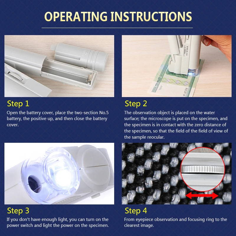 Портативный микроскоп со светодиодной подсветкой Складная лупа для ювелирных