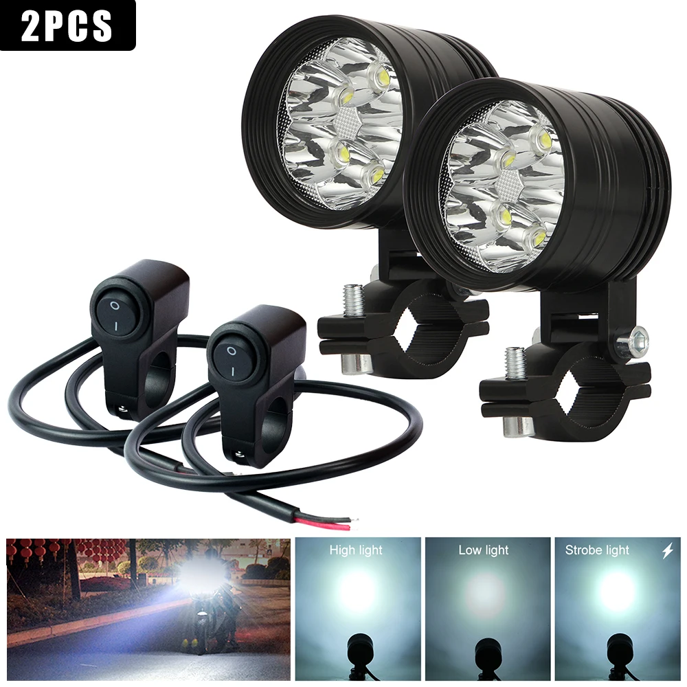 

Motorcycle Led Light Headlight 6500k White Super Bright 6-Leds Working Spot Light Motorbike Fog Lamp 60W LED Scooters Spotlight