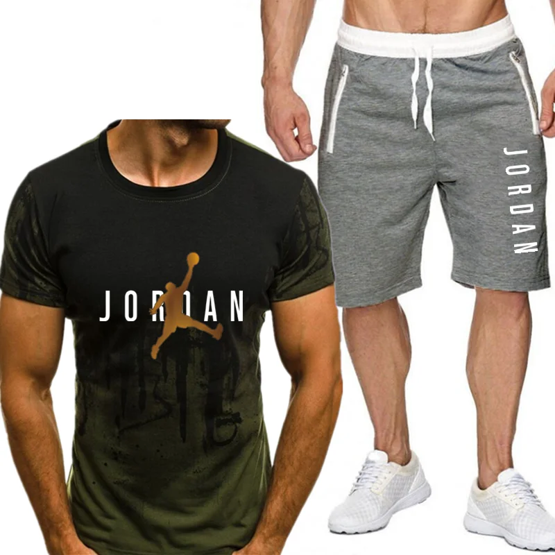 

2020 Men's Sets T Shirts+shorts Two Pieces Sets Casual Tracksuit Men/Women Jordan 23 suit print Tops+Pants Gyms Fitness Shorts