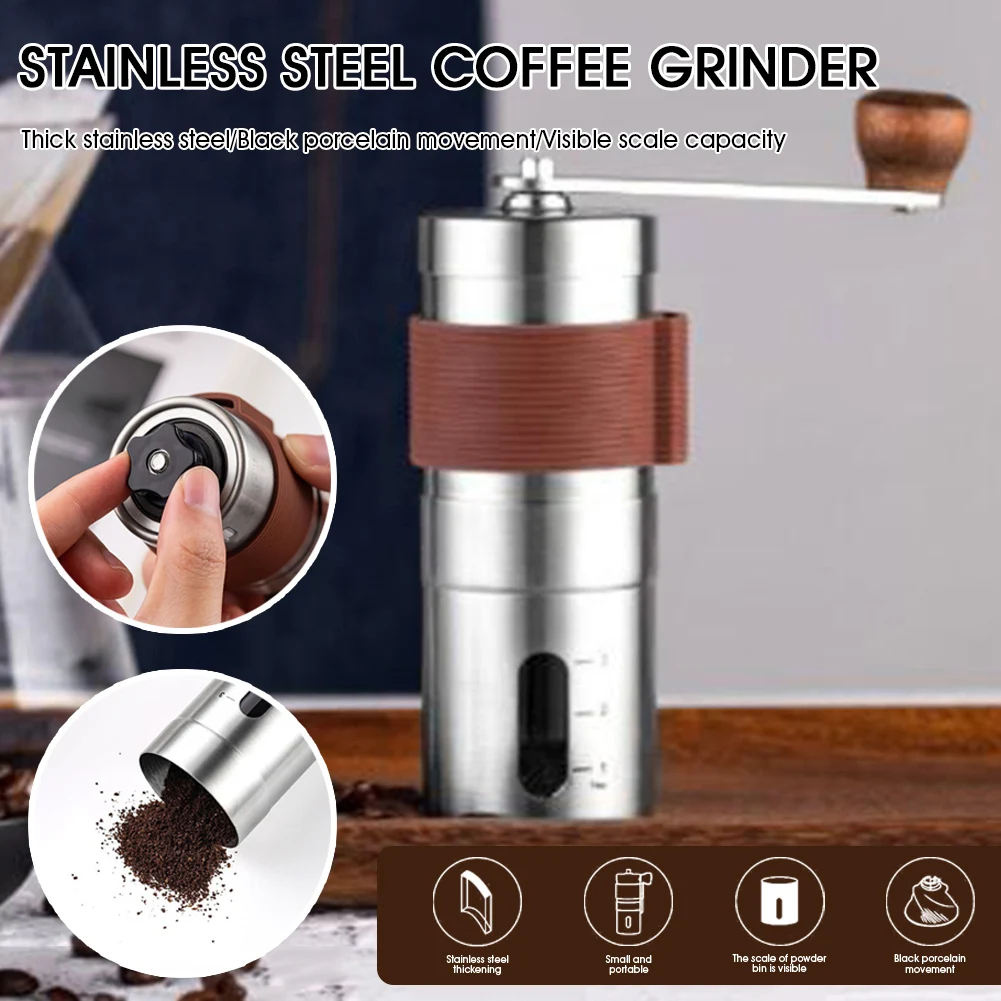 

Mini Manual Coffee Grinder Stainless Steel Adjustable Coarseness Hand Coffee Mill Removable Hand Crank Portable Coffee Grinder