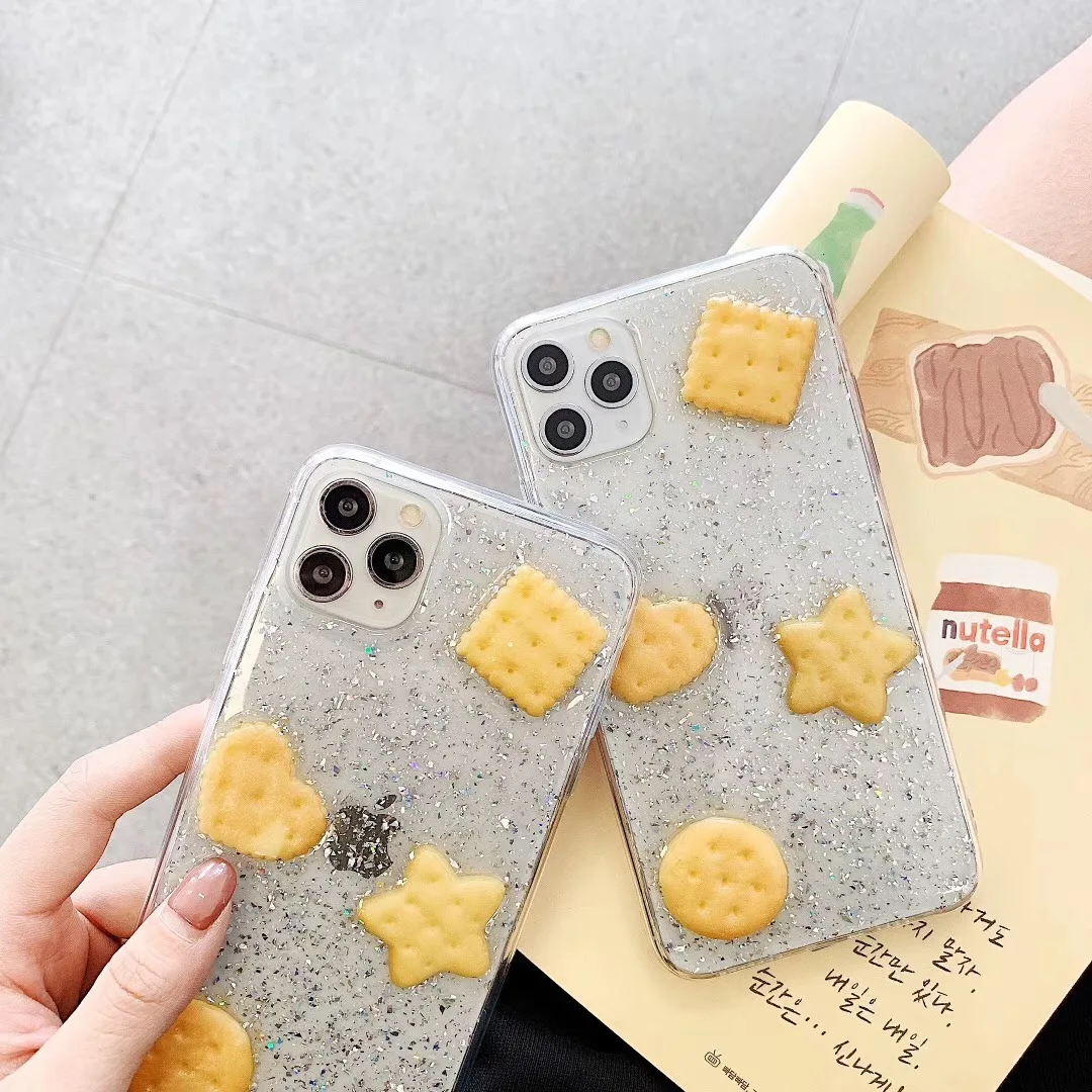 Glitter Biscuits Shining Powder Phone Case for Iphone 11 Pro Max X Xr Xs 7 8 Plus Clear Sequins Soft Tpu Silicone Back Cover |
