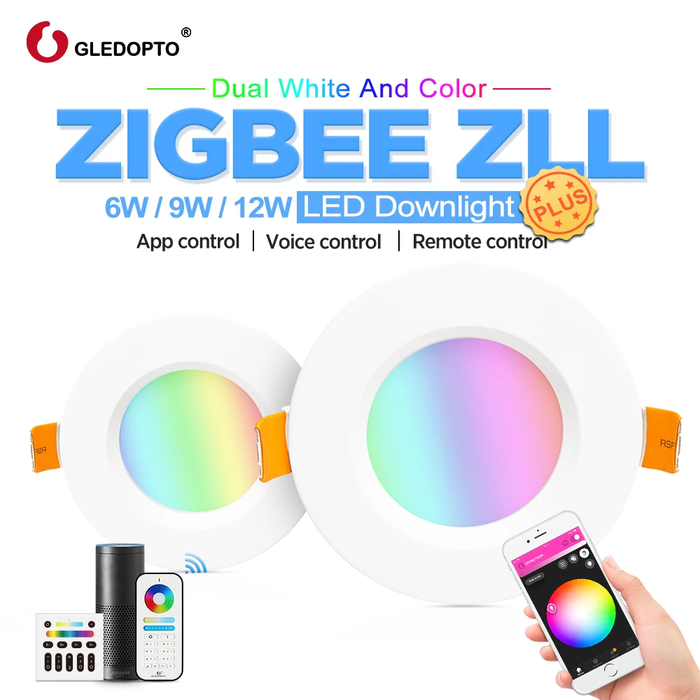G светодиодный OPTO Zigbee Цвет светильник плюс RGBCCT 6 Вт/9 Вт/12 Вт свет работы с