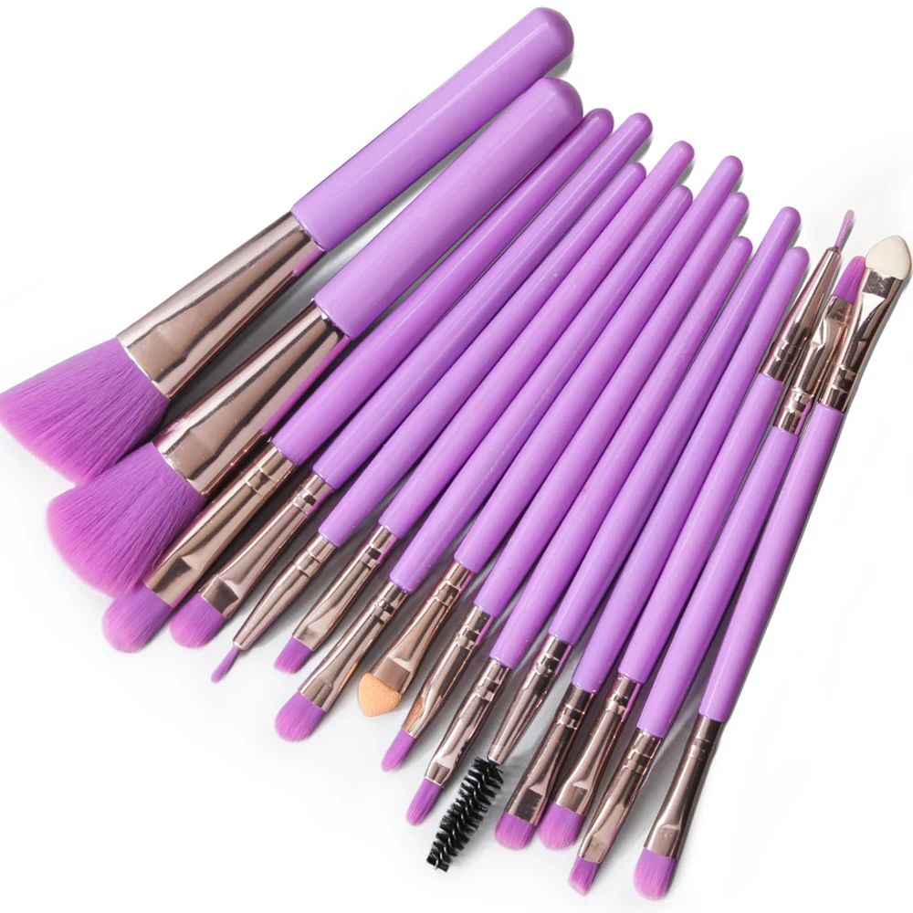 

15Pcs Makeup Brushes Eyelash Eyebrow Lip Eye Shadow Brush Fluorescent Series Foundation Blush Blending Beauty Make Up Tools